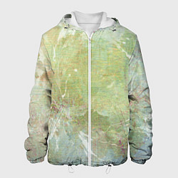 Мужская куртка Абстракция - white waves on green background
