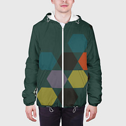 Куртка с капюшоном мужская Кластер зеленая ночь, цвет: 3D-белый — фото 2