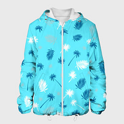 Куртка с капюшоном мужская Текстура голубой гавайской рубашки, цвет: 3D-белый
