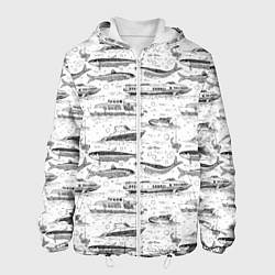Куртка с капюшоном мужская Корюшка и водный транспорт, цвет: 3D-белый
