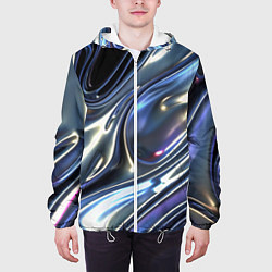 Куртка с капюшоном мужская Серебро жидкий металл, цвет: 3D-белый — фото 2