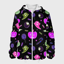 Куртка с капюшоном мужская Halloween pink black pumpkin, цвет: 3D-белый