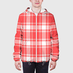 Куртка с капюшоном мужская Checked red white, цвет: 3D-белый — фото 2