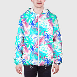 Куртка с капюшоном мужская Palm blue light blue, цвет: 3D-белый — фото 2