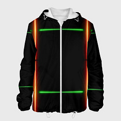 Куртка с капюшоном мужская Color black green orange lines, цвет: 3D-белый