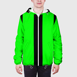 Куртка с капюшоном мужская Color green black line, цвет: 3D-белый — фото 2
