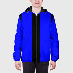 Куртка с капюшоном мужская Color blue black stripes, цвет: 3D-черный — фото 2