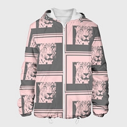 Куртка с капюшоном мужская Леопард в рамке, цвет: 3D-белый