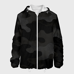 Куртка с капюшоном мужская Черно-серая текстура камуфляжа, цвет: 3D-белый