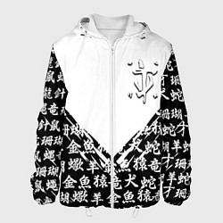 Куртка с капюшоном мужская Doom японские символы, цвет: 3D-белый