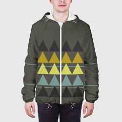 Куртка с капюшоном мужская Абстрактный лес геометрический, цвет: 3D-белый — фото 2