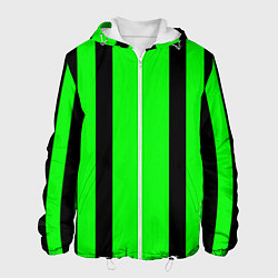 Куртка с капюшоном мужская Color black and green stripes, цвет: 3D-белый