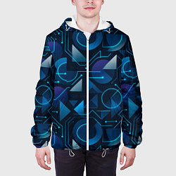 Куртка с капюшоном мужская Футуристическая сине-фиолетовая абстракция с хакер, цвет: 3D-белый — фото 2