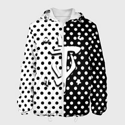 Куртка с капюшоном мужская Doom точки черно белые, цвет: 3D-белый