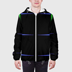 Куртка с капюшоном мужская Color black green purple stripes, цвет: 3D-белый — фото 2