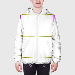 Куртка с капюшоном мужская Color white pink yellow stripes, цвет: 3D-белый — фото 2