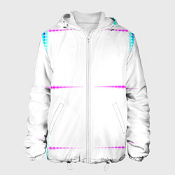 Куртка с капюшоном мужская Color white blue pink stripes, цвет: 3D-белый
