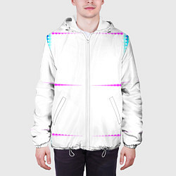 Куртка с капюшоном мужская Color white blue pink stripes, цвет: 3D-белый — фото 2
