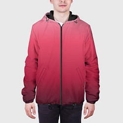 Куртка с капюшоном мужская Градиент гранатовый, цвет: 3D-черный — фото 2