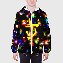 Куртка с капюшоном мужская Doom новогодние искры, цвет: 3D-белый — фото 2