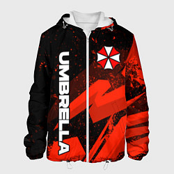Куртка с капюшоном мужская Umbrella corp - красный, цвет: 3D-белый