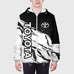 Куртка с капюшоном мужская Toyota - черный и белый, цвет: 3D-белый — фото 2