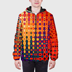 Куртка с капюшоном мужская Красно-жёлтый абстракция, цвет: 3D-черный — фото 2
