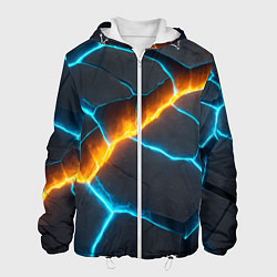 Мужская куртка Оранжевая лава из синих неоновых плит
