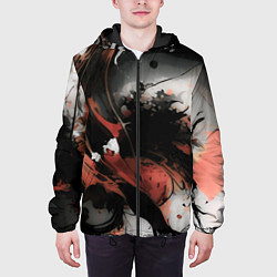Куртка с капюшоном мужская Тёмные краски абстракция красно-чёрный, цвет: 3D-черный — фото 2