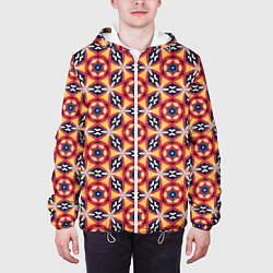 Куртка с капюшоном мужская Красно-синий калейдоскоп, цвет: 3D-белый — фото 2