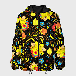 Куртка с капюшоном мужская Хохлома узор, цвет: 3D-черный
