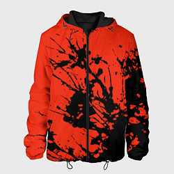 Мужская куртка Взрыв чёрной краски на красно-оранжевом