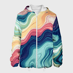 Мужская куртка Абстрактные волнистые линии синий