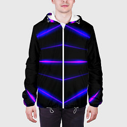 Куртка с капюшоном мужская Color black neon stripes, цвет: 3D-белый — фото 2