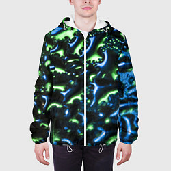 Куртка с капюшоном мужская Абстракция капли воды, цвет: 3D-белый — фото 2