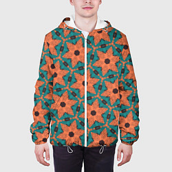 Куртка с капюшоном мужская Оранжевые звезды, цвет: 3D-белый — фото 2