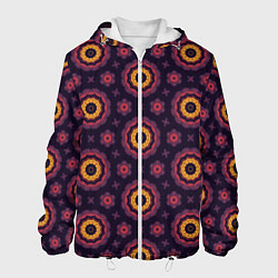 Куртка с капюшоном мужская Фиолетово-розовые персидские звезды, цвет: 3D-белый