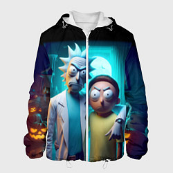 Куртка с капюшоном мужская Rick with Morty - halloween night, цвет: 3D-белый