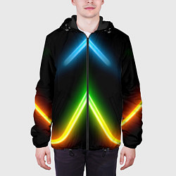 Куртка с капюшоном мужская Neon multicolored lines, цвет: 3D-черный — фото 2