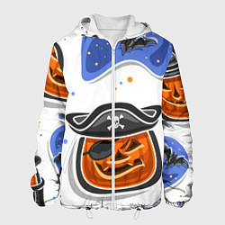 Куртка с капюшоном мужская Радостный хэллоуин, цвет: 3D-белый