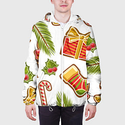 Куртка с капюшоном мужская Рождественский вайб, цвет: 3D-белый — фото 2