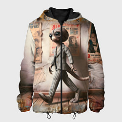 Куртка с капюшоном мужская Пришелец в костюме в полосочку, цвет: 3D-черный