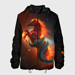 Мужская куртка Смена зелёной змеи на красную огненную лошадь