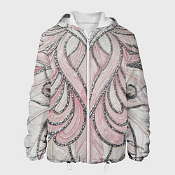 Мужская куртка Нежно розовый орнамент из перьев