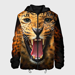 Куртка с капюшоном мужская Рык леопарда, цвет: 3D-черный