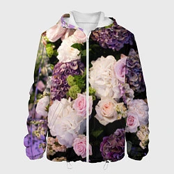 Куртка с капюшоном мужская Весенние цветы, цвет: 3D-белый
