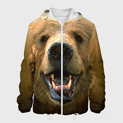 Куртка с капюшоном мужская Взгляд медведя, цвет: 3D-белый
