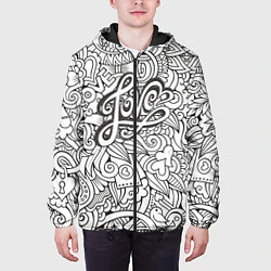 Куртка с капюшоном мужская Love графика, цвет: 3D-черный — фото 2