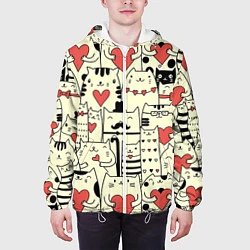 Куртка с капюшоном мужская Любящие котики, цвет: 3D-белый — фото 2