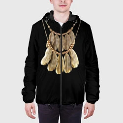 Куртка с капюшоном мужская Золотые перья, цвет: 3D-черный — фото 2